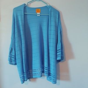 Ruby Rd Blue Knit Cardigan Sz 1X